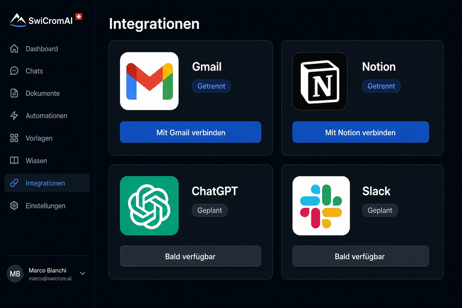 SwiCromAI Integrationen